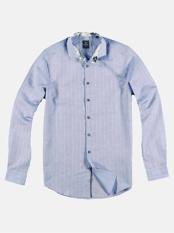 ENGBERS GERMANY Herren Langarmhemd aus hochwertigem Leinenmaterial Mittelblau 29784