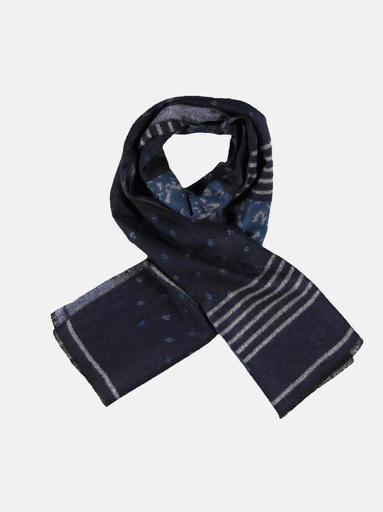 emilio adani Herren Webschal mit Mustermix Blau 30459