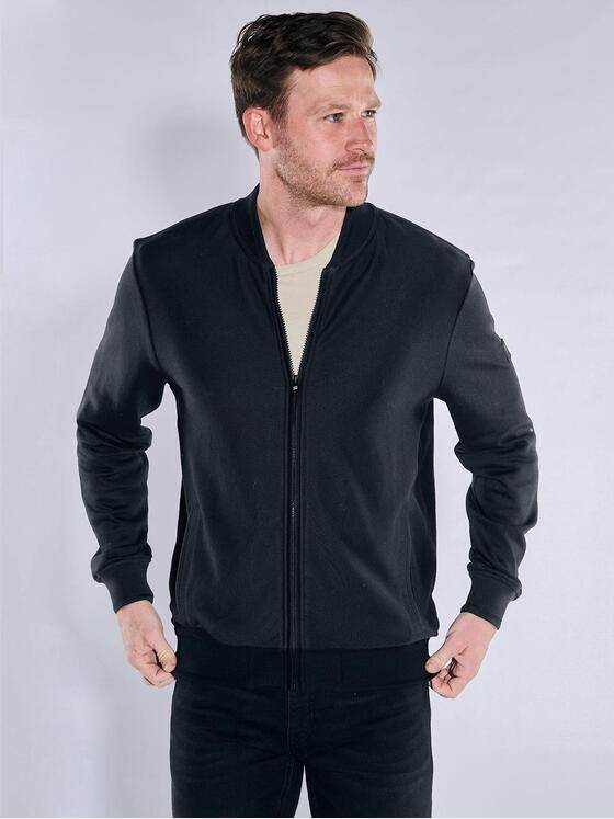 engbers Herren Sweatjacke strukturiert Schwarz 37748
