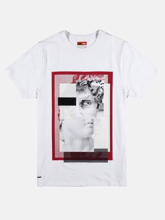 emilio adani Herren Bio-Baumwoll-T-Shirt mit Print Weiß 29175