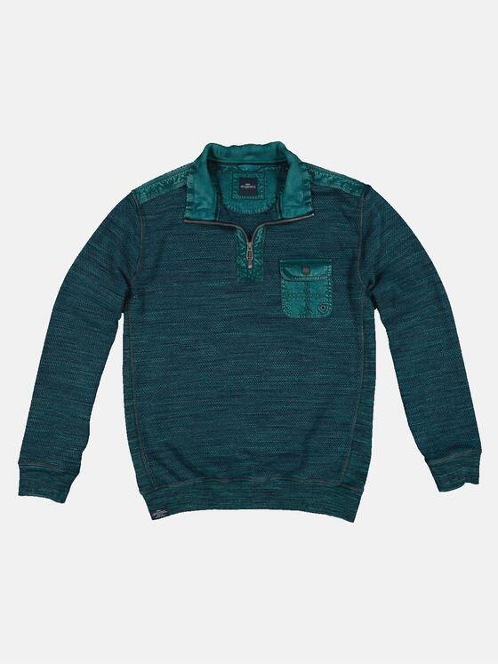 engbers Herren Sweatshirt Troyer-Kragen Petrolgruen 33390