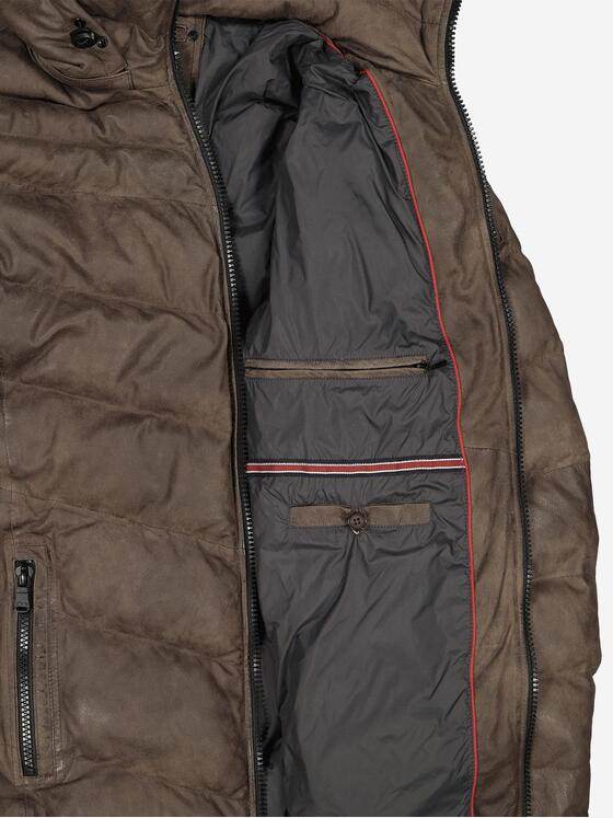 engbers Herren Lederjacke mit Kapuze Dunkelbraun 37421