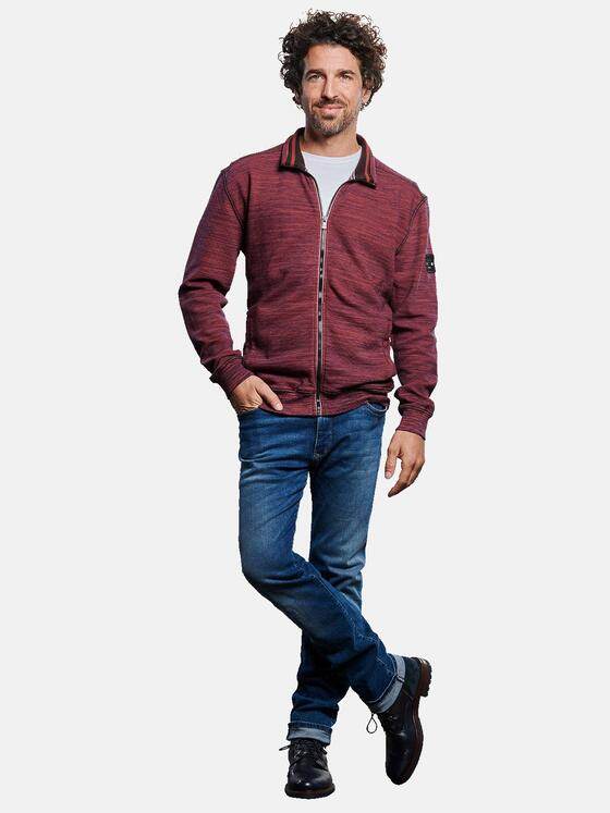 engbers Herren Sweatjacke Ottomanstruktur Feuerrot 32472