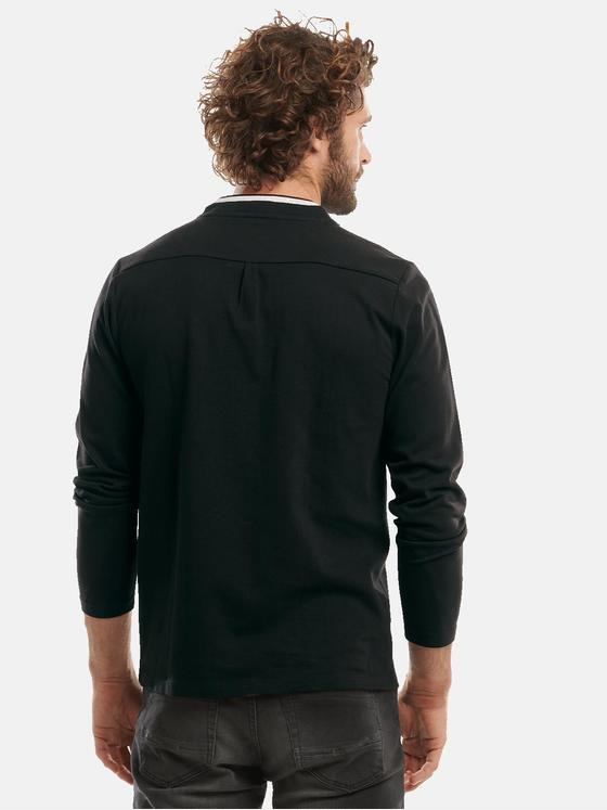 emilio adani Herren Langarmshirt im Lagenlook Schwarz 30955