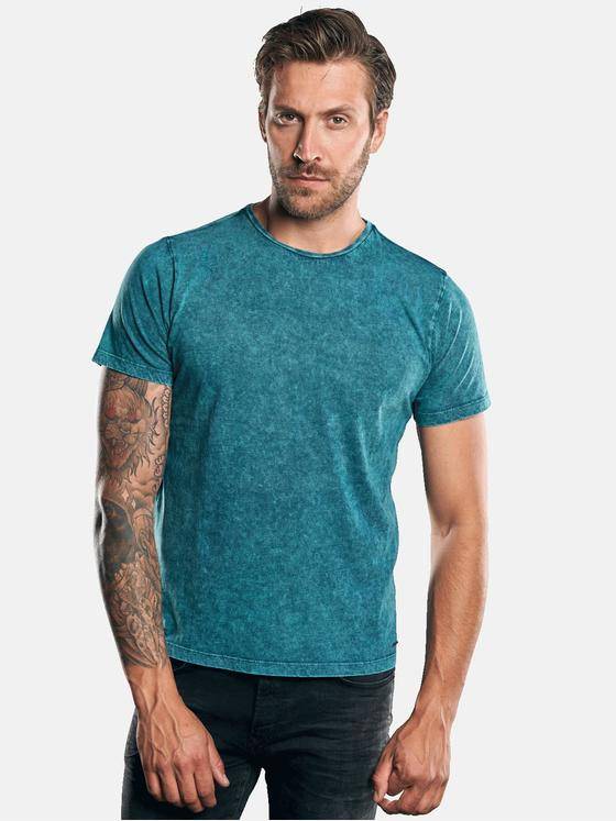 emilio adani Herren Außergewöhnlich gefärbtes Rundhals T-Shirt Türkis 30189
