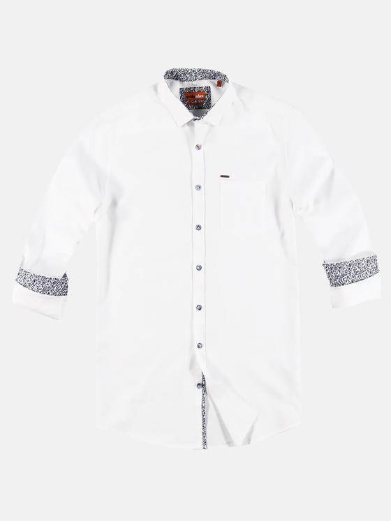 emilio adani Herren Unifarbenes Hemd mit Kontrastdetails Weiß 30544