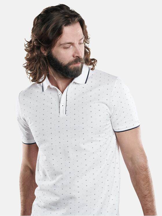 emilio adani Herren Poloshirt mit Minimalprint und Kontrast-Details Weiß 29640