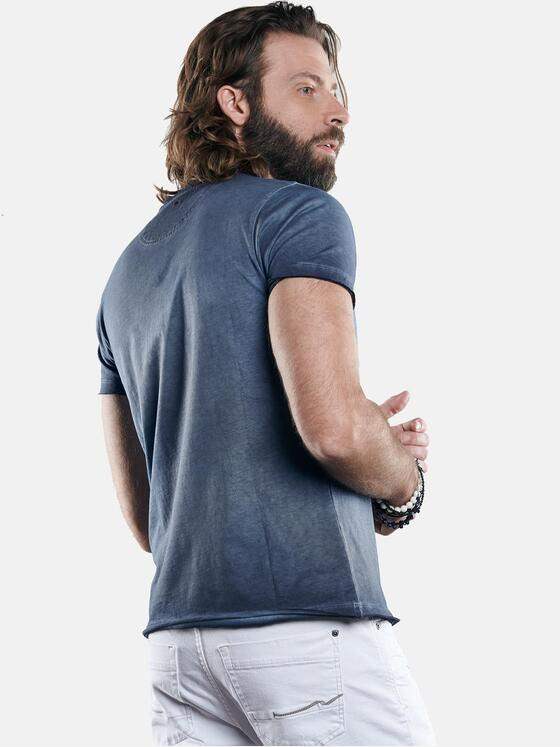 emilio adani Herren Rundhals T-Shirt mit authentischem Farbeffekt Blau 29679
