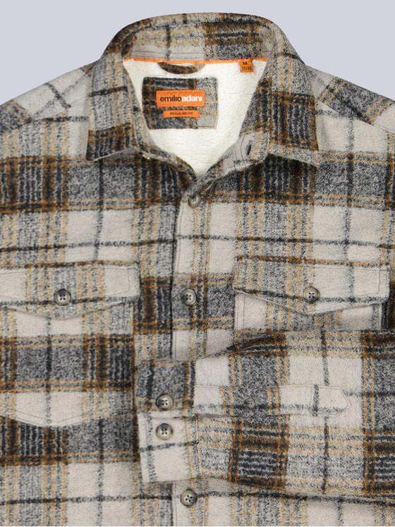 emilio adani Herren Overshirt mit Teddy-Fütterung Hellbraun 40899