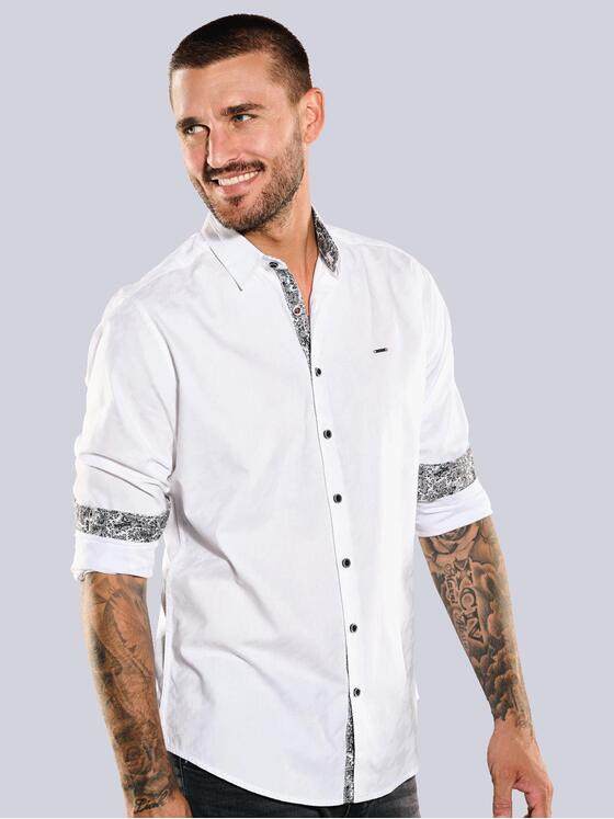 emilio adani Herren Langarm-Hemd uni Weiß 35311