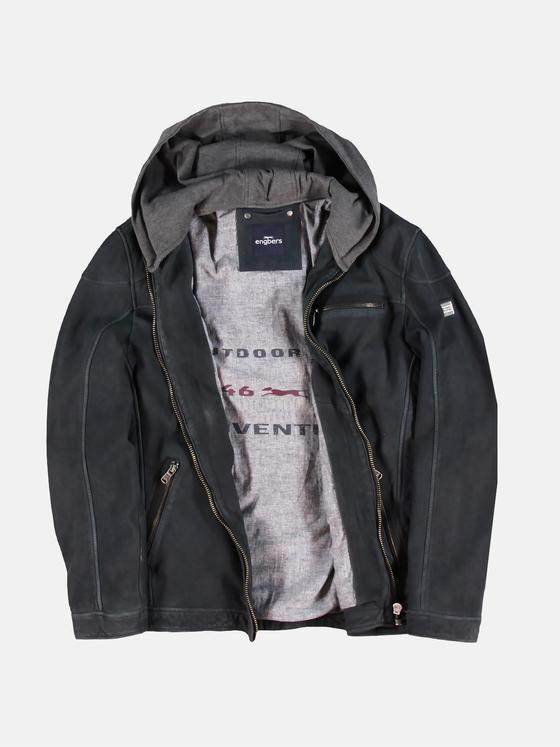 engbers Herren Lederjacke mit gewaschener Oberfläche Indigoblau 29999