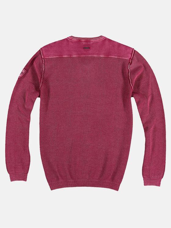 engbers Herren Baumwollpullover mit Rippstruktur Magenta 28949