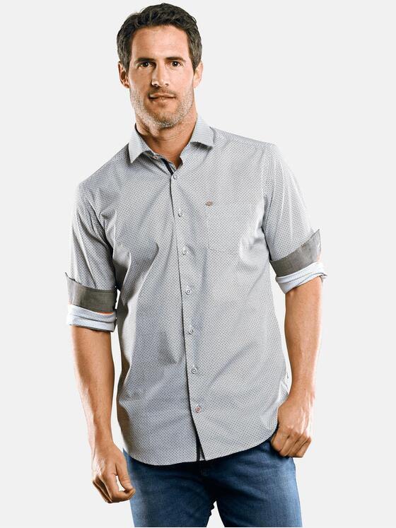 engbers Herren Dezent gemustertes Langarmhemd Schwarz 29469