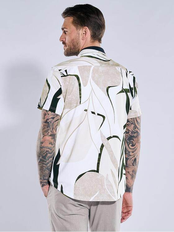 emilio adani Herren Kurzarm-Hemd gemustert Beige 38993