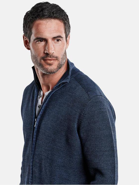 engbers Herren leicht moulinierte Strickjacke Blau 28921