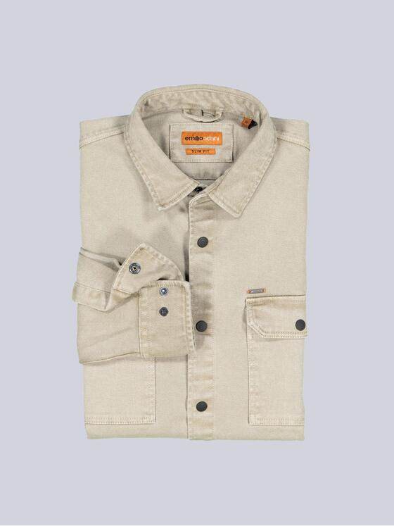 emilio adani Herren Overshirt in Twill-Warenqualität Beige 38638