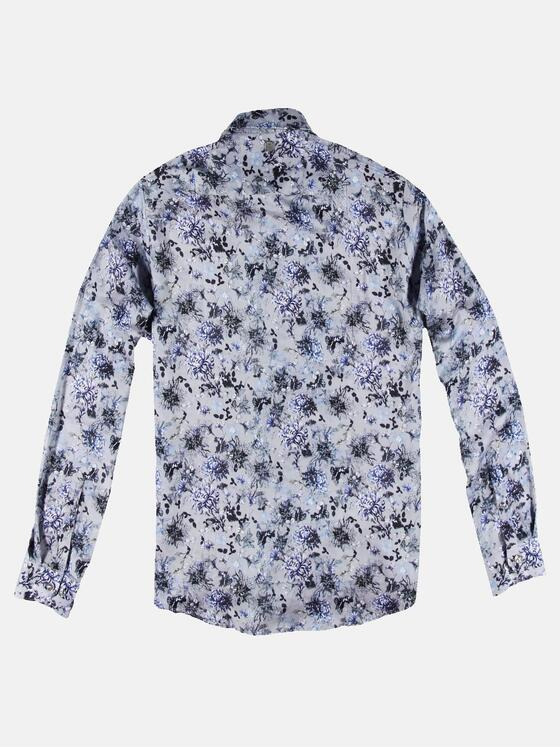 ENGBERS GERMANY Herren Florales Langarmhemd Saphirblau 30940