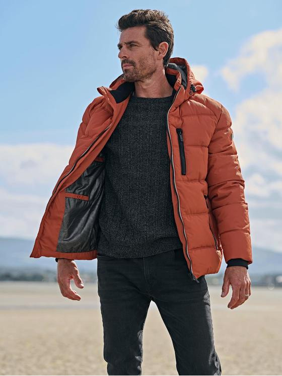 ENGBERS GERMANY Herren Steppjacke mit abnehmbarer Kapuze Orange 33554