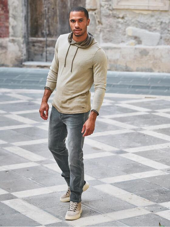 emilio adani Herren Langarm-Shirt uni Beige 35250