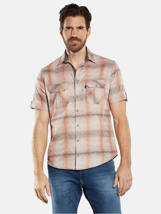 engbers Herren Kurzarm-Hemd kariert Orange 34465
