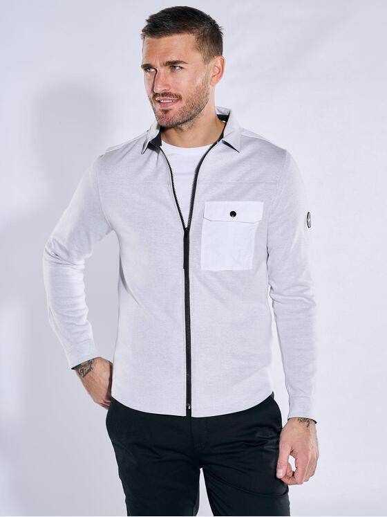 emilio adani Herren Overshirt mit Zipper Grau 38305