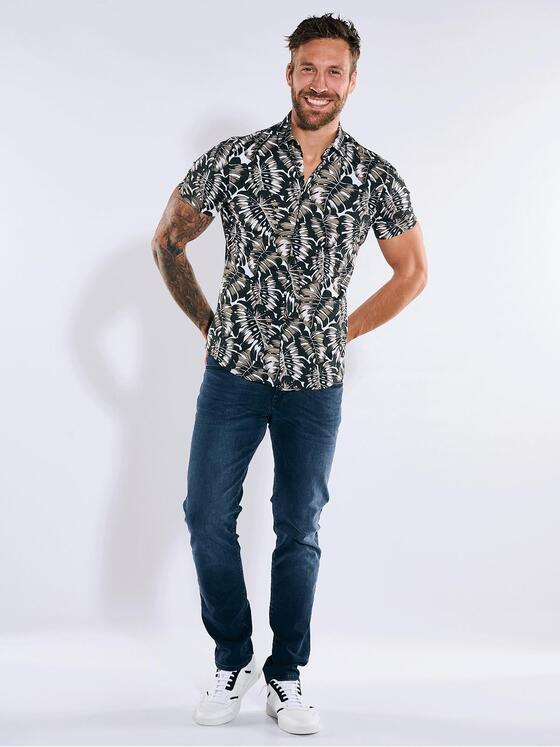 emilio adani Herren Kurzarm-Hemd gemustert Braun 36223