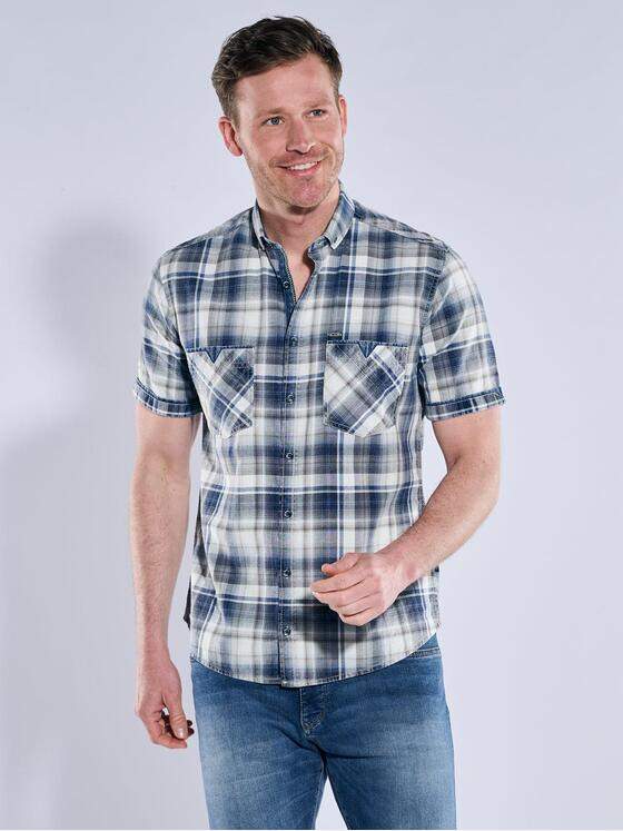 engbers Herren Kurzarm-Hemd kariert Indigoblau 39031