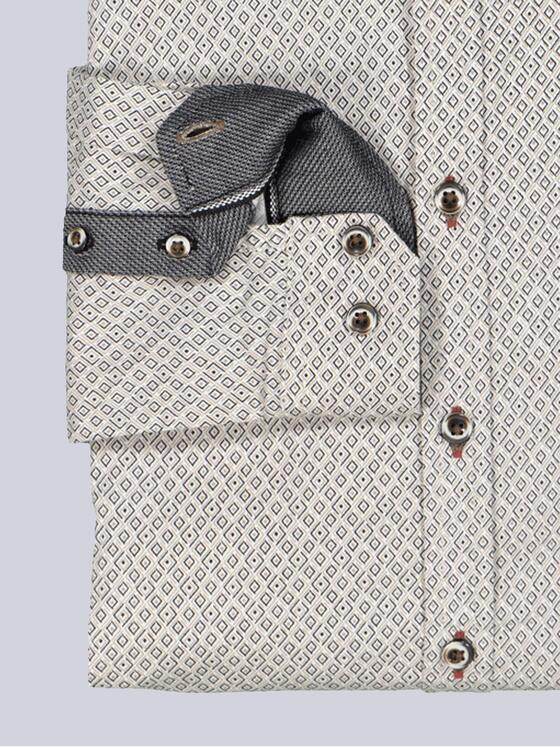 engbers Herren Langarm-Hemd gemustert Beige 35329