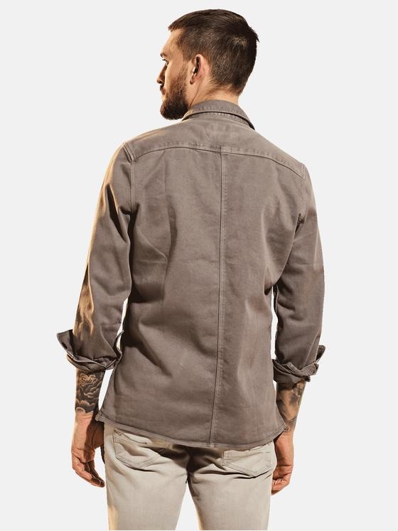 emilio adani Herren Langarm-Hemd uni Grau 31610