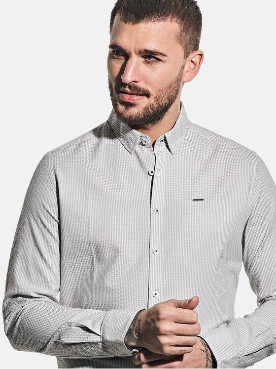 emilio adani Herren Printhemd mit feiner Struktur Grau 30324