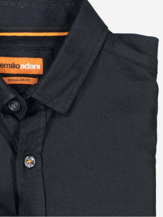 emilio adani Herren Hemd uni Schwarz 37569