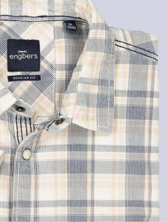 engbers Herren Kurzarm-Hemd kariert Saphirblau 36282