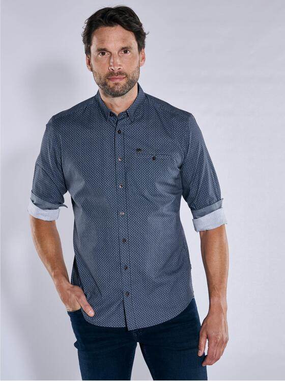 engbers Herren Langarm-Hemd gemustert Saphirblau 37653