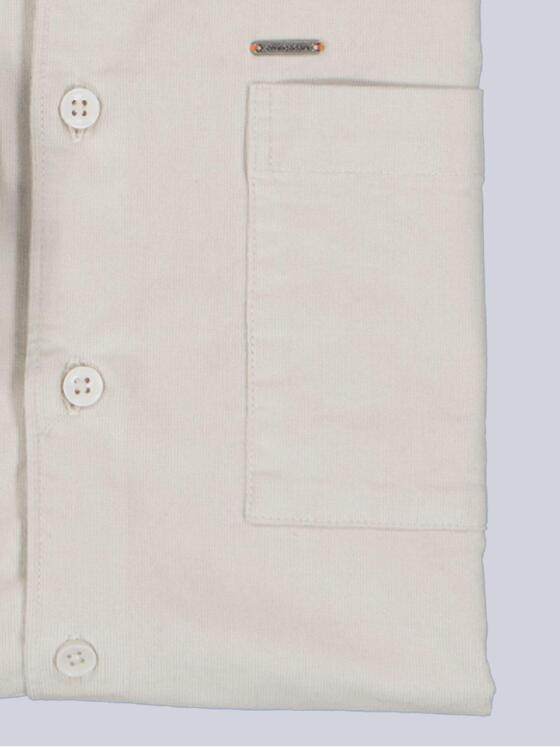 emilio adani Herren Langarm-Hemd aus Babycord Naturweiss 39482