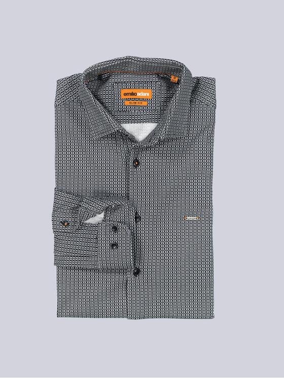 emilio adani Herren Langarm-Hemd slim fit Schwarz 35511
