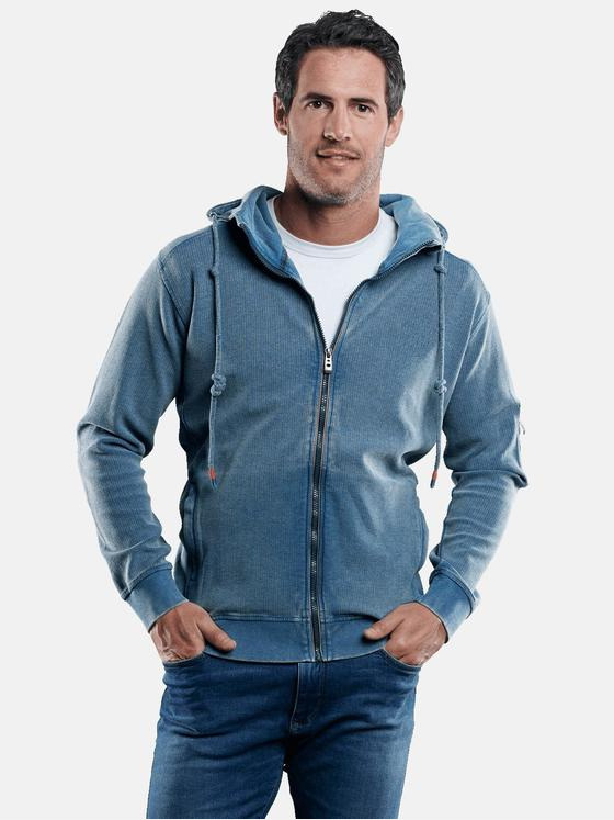 engbers Herren Sweatjacke mit Waffelstruktur Petrolblau 29208