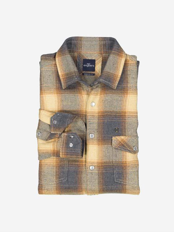 engbers Herren Langarm-Hemd kariert Safrangelb 37585