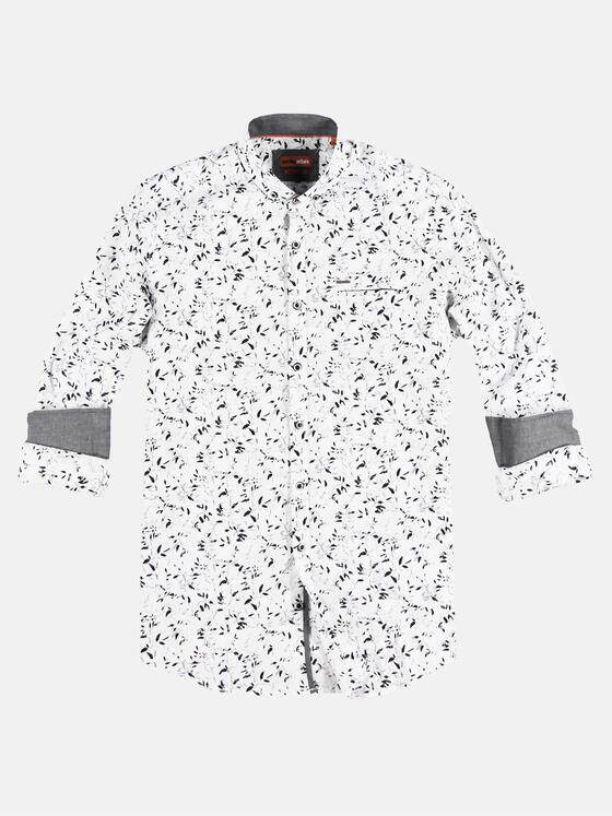 emilio adani Herren Langarmhemd mit floralem Druck Grau 29328