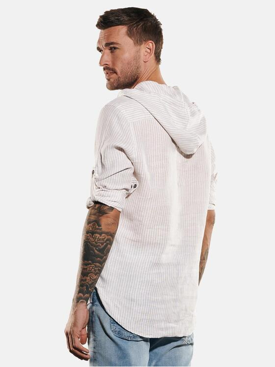 emilio adani Herren Langarm-Hemd gemustert Beige 35038