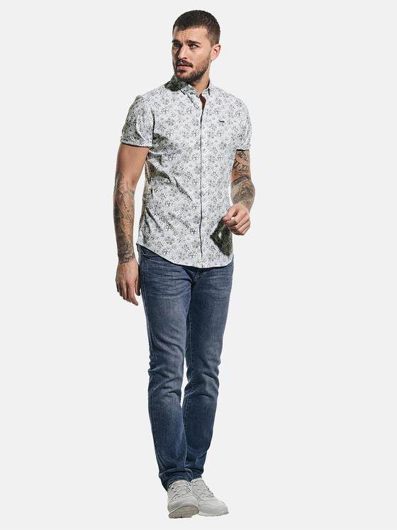 emilio adani Herren Kurzarm-Hemd mit All-Over-Print Grau 31319