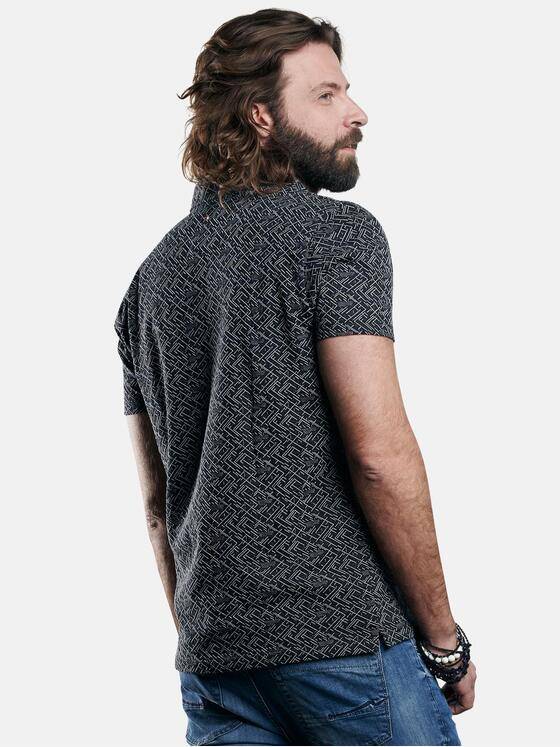emilio adani Herren Baumwoll-Poloshirt mit Jacquard-Struktur Schwarz 29888