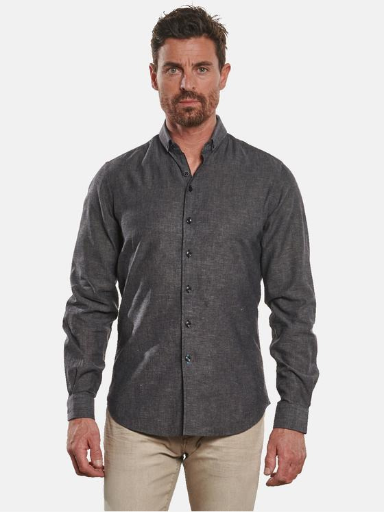 ENGBERS GERMANY Herren Langarm-Hemd aus Leinen Anthrazit 32688