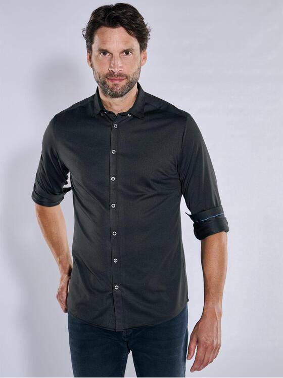 ENGBERS GERMANY Herren Langarm-Hemd slim fit Schwarz 37878