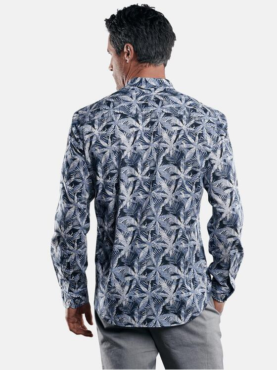 engbers Herren Strukturiertes Palmenhemd Saphirblau 29470