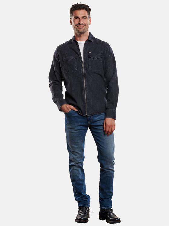 engbers Herren Langarm-Hemd im Overshirt-Design Saphirblau 32271