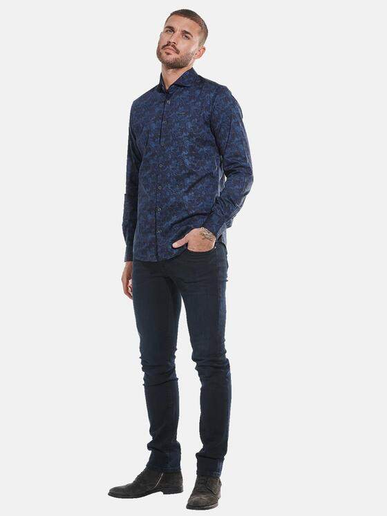 emilio adani Herren Langarm-Hemd mit Floralprint Blau 32288