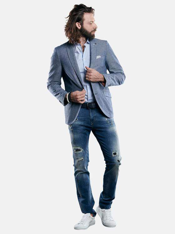 emilio adani Herren Dezent gestreiftes Sommer-Sakko Blau 29154