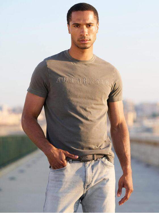 emilio adani Herren T-Shirt mit Print Dunkelbraun 39174