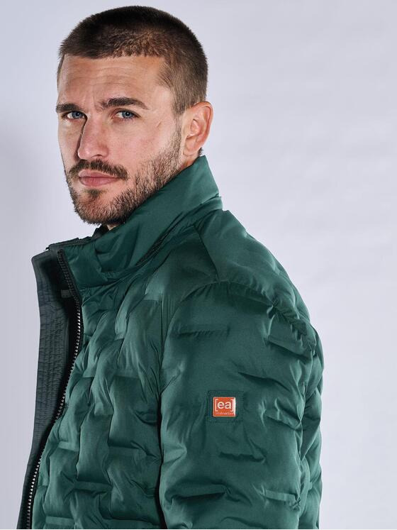 emilio adani Herren Steppjacke mit abnehmbarer Kapuze Grün 37192