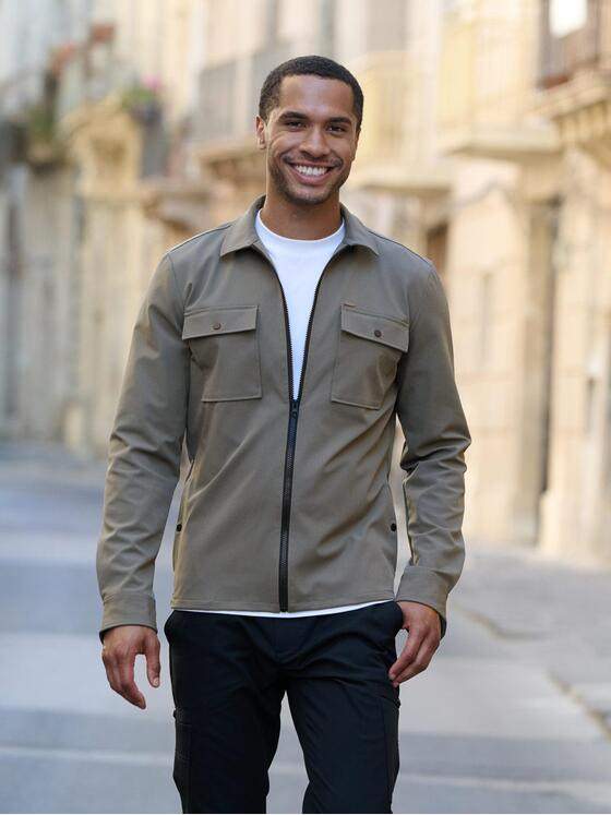 emilio adani Herren Overshirt aus Funktionsware Oliv 39201